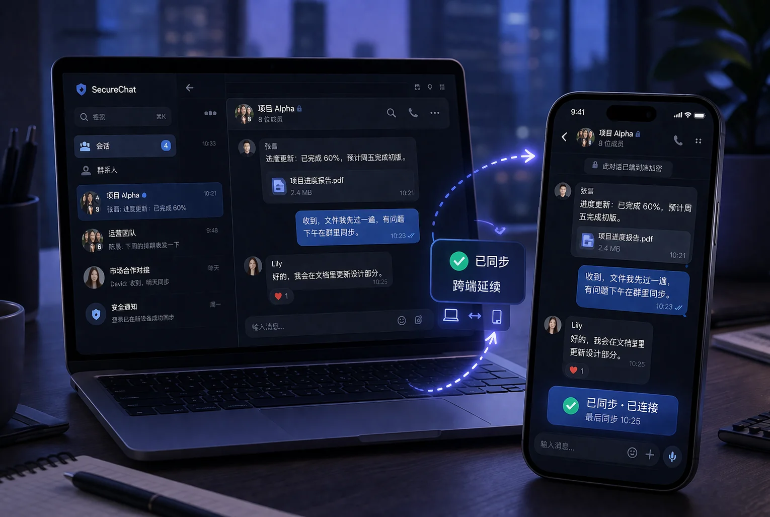 SafeW 团队私有化部署竖屏界面